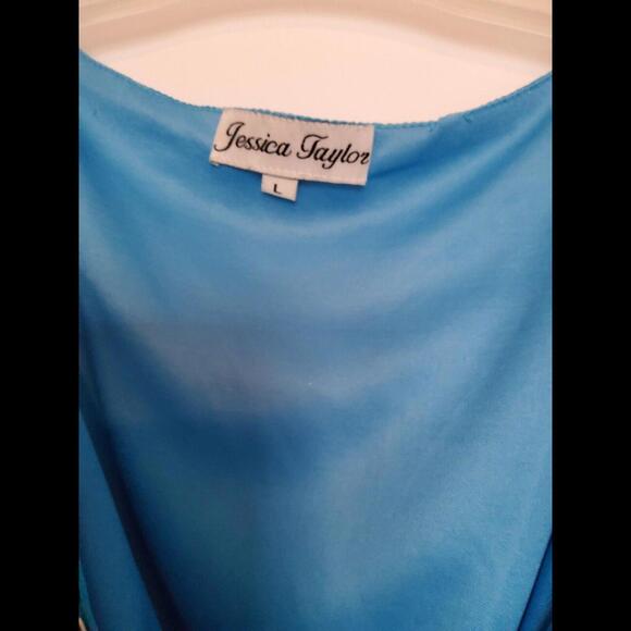 Jessica Taylor Maxi Summer Dress Sea Blue Long Back Short Front Large Rhinestone - Picture 4 of 7